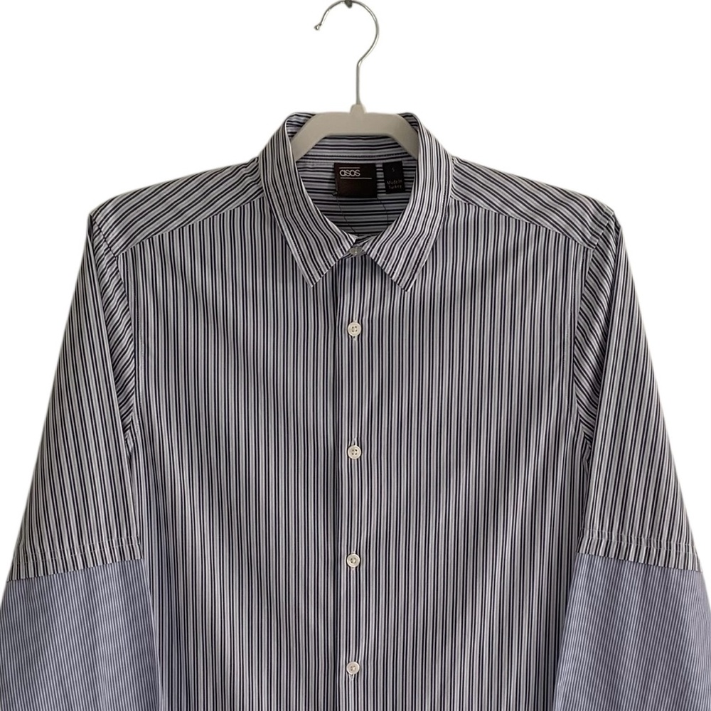 ASOS Blue Ticking Stripe Boyfriend Shirt Dress - Picture 5 of 9